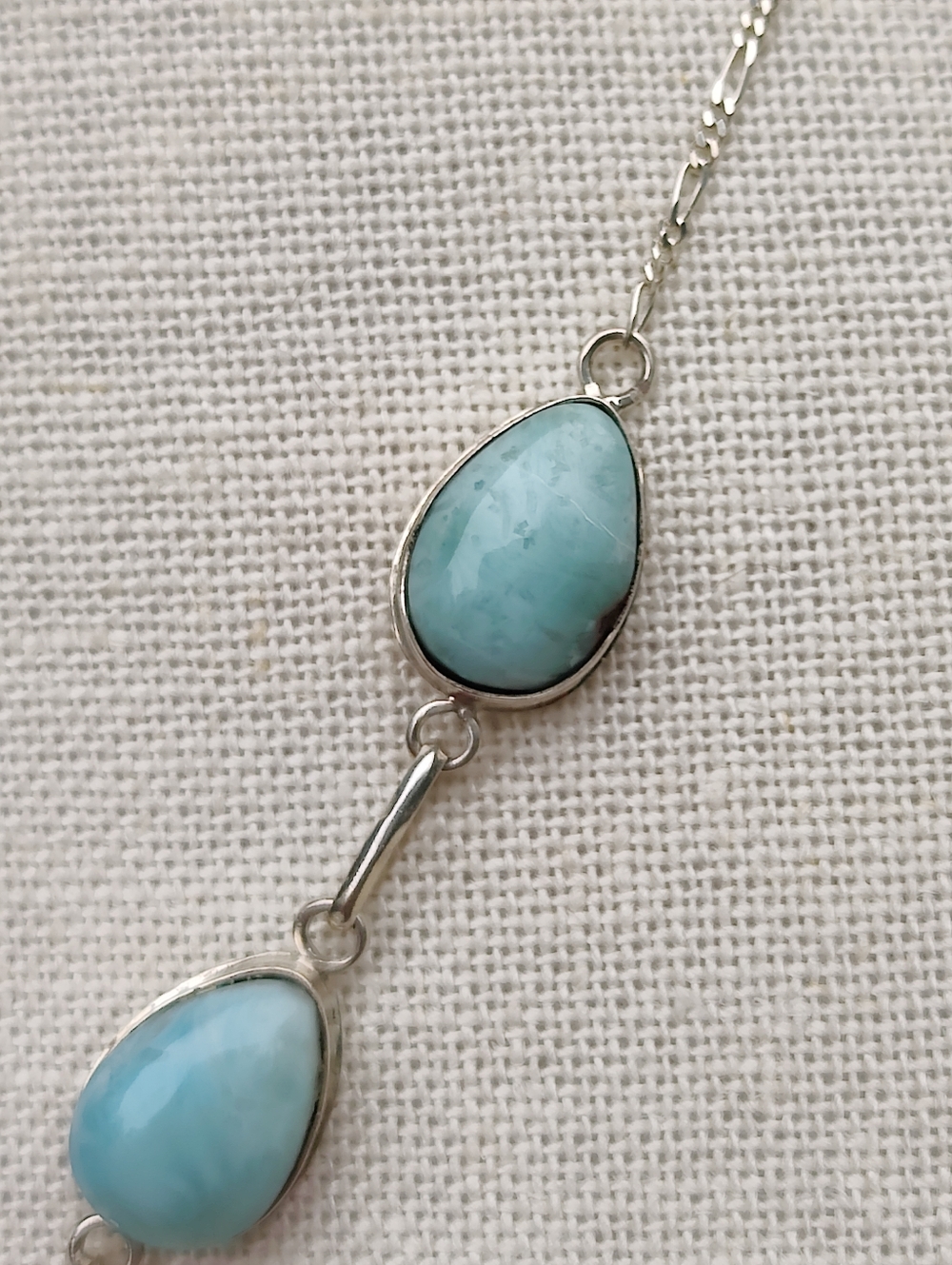 Vintage Sterling Silver Larimar Necklace And Earrings Set - Picture 6 of 9